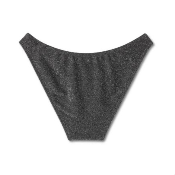 NWT WILD FABLE WOMENS BIKINI BOTTOM CHEEKY BLACK LUREX - Picture 2 of 7